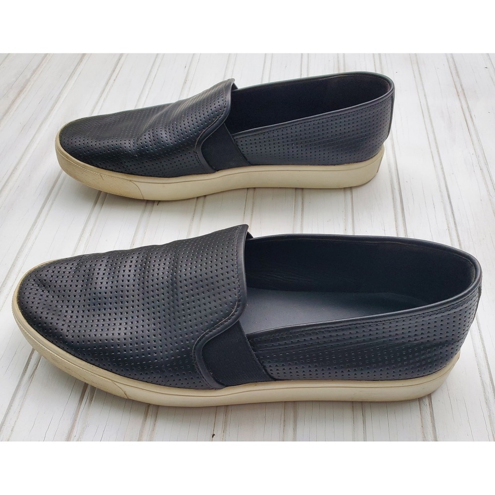 Vince Blair Perforated Leather Slip On Sneakers Black Womens Size‎ 9 EUR 39